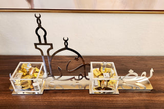 Table Home decor Ramadan Mubarak Center piece silver