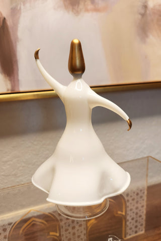 Hand Blown Glass Darwich Ornament Whirling Ivory Color