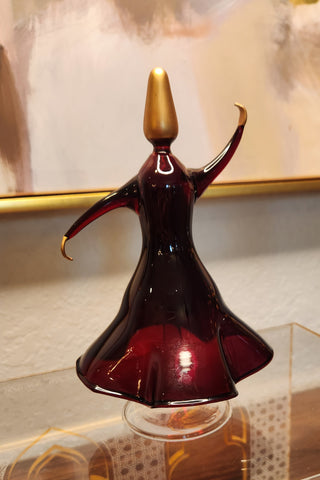 Red Wine Color Hand Blown Glass Darwich Ornament Whirling